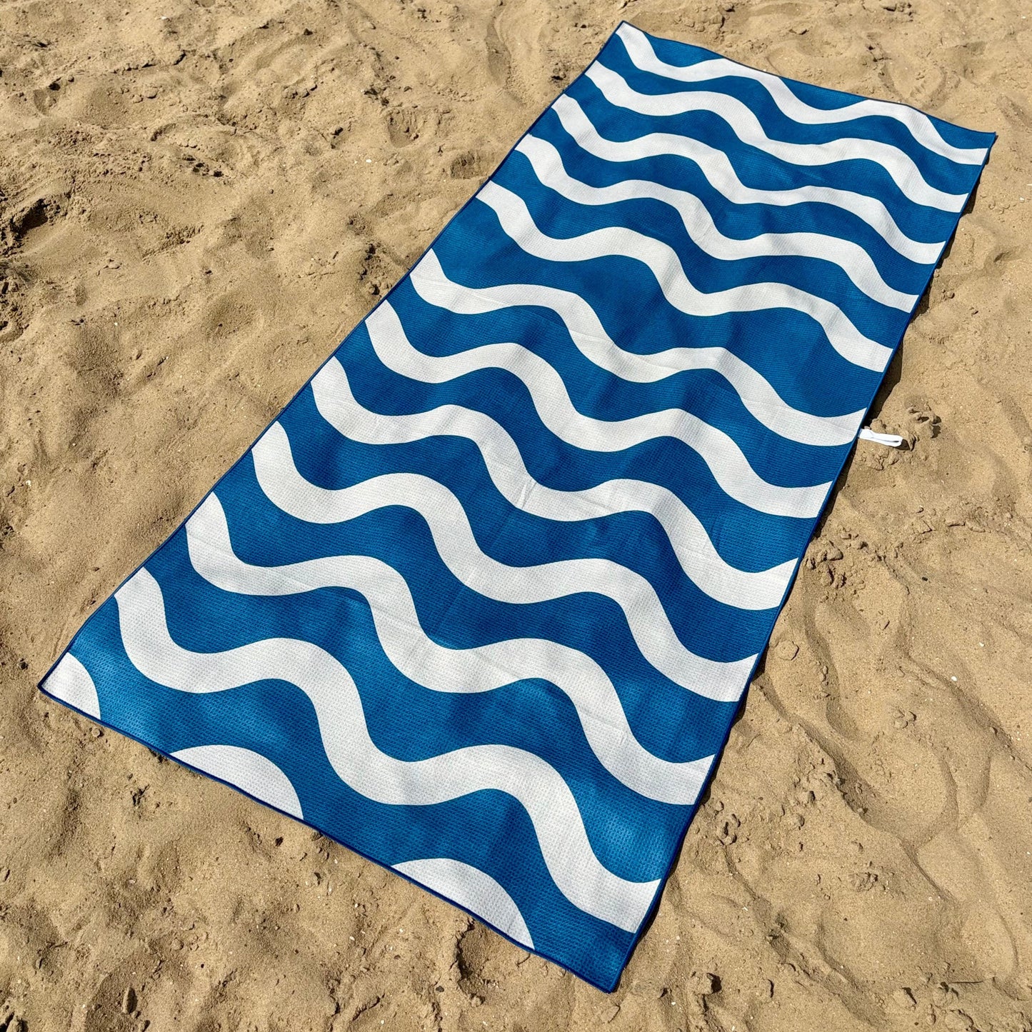 Strandlaken Microvezel 200x90 - Blauw/Beige