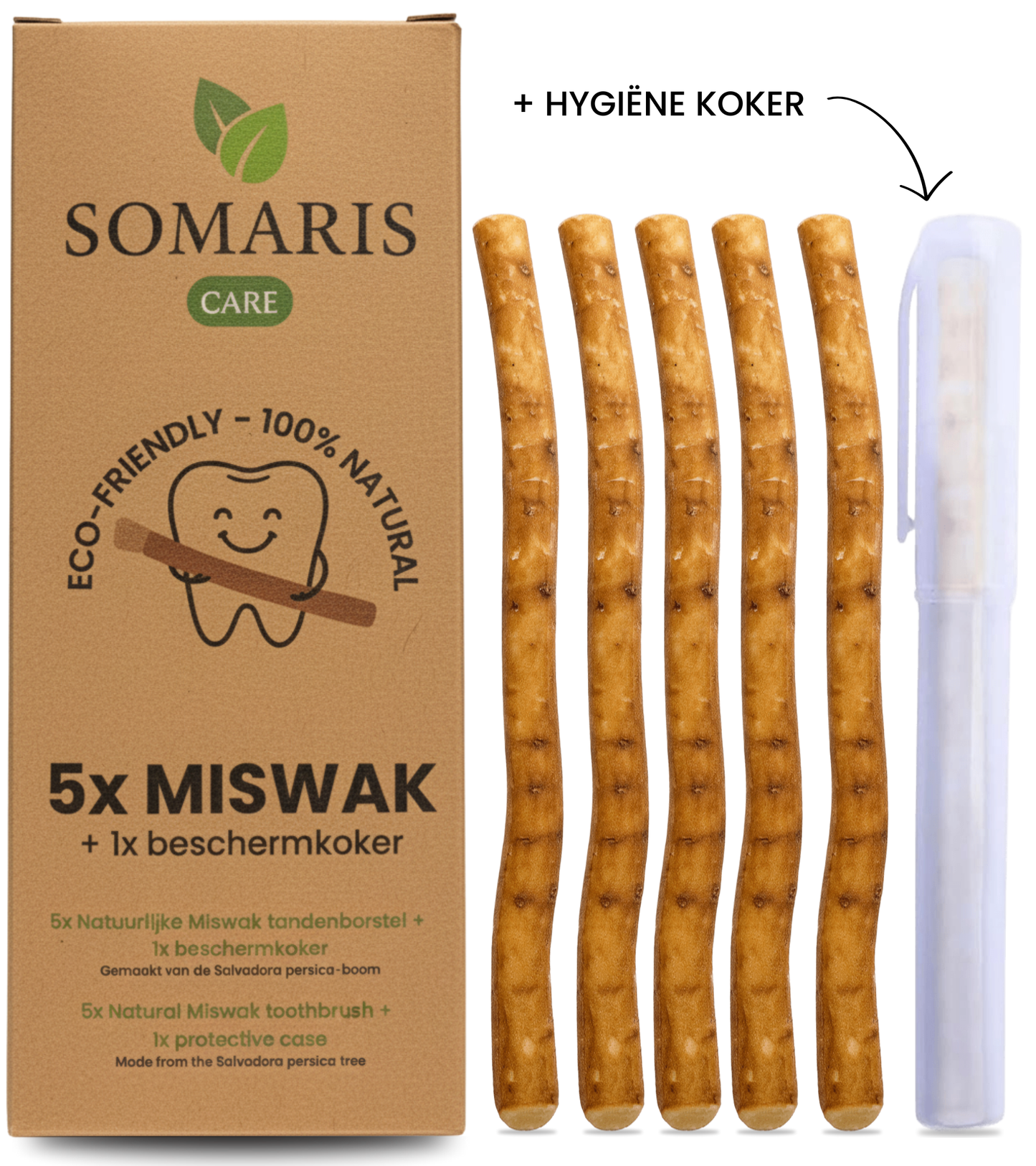Premium Natuurlijke Miswak (Siwak) - 5 Stuks + Beschermkoker