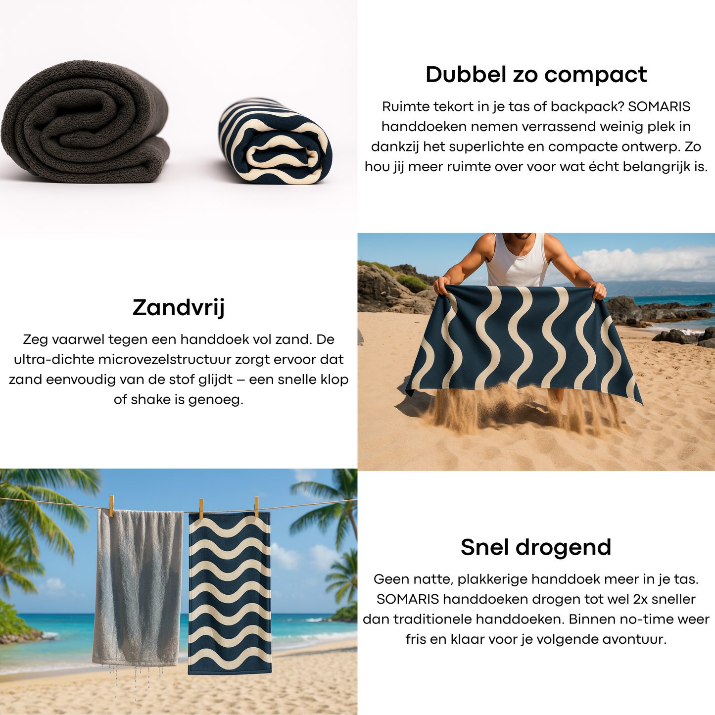 Strandlaken Microvezel 200x90 - Blauw/Beige