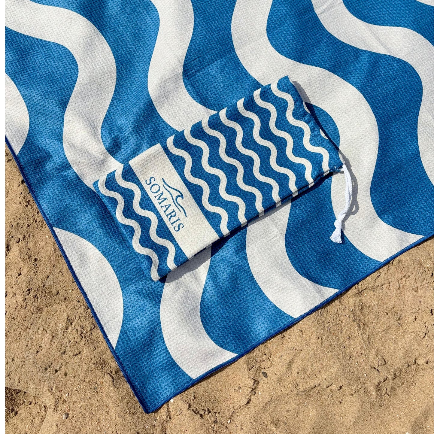 Strandlaken Microvezel 200x90 - Blauw/Beige