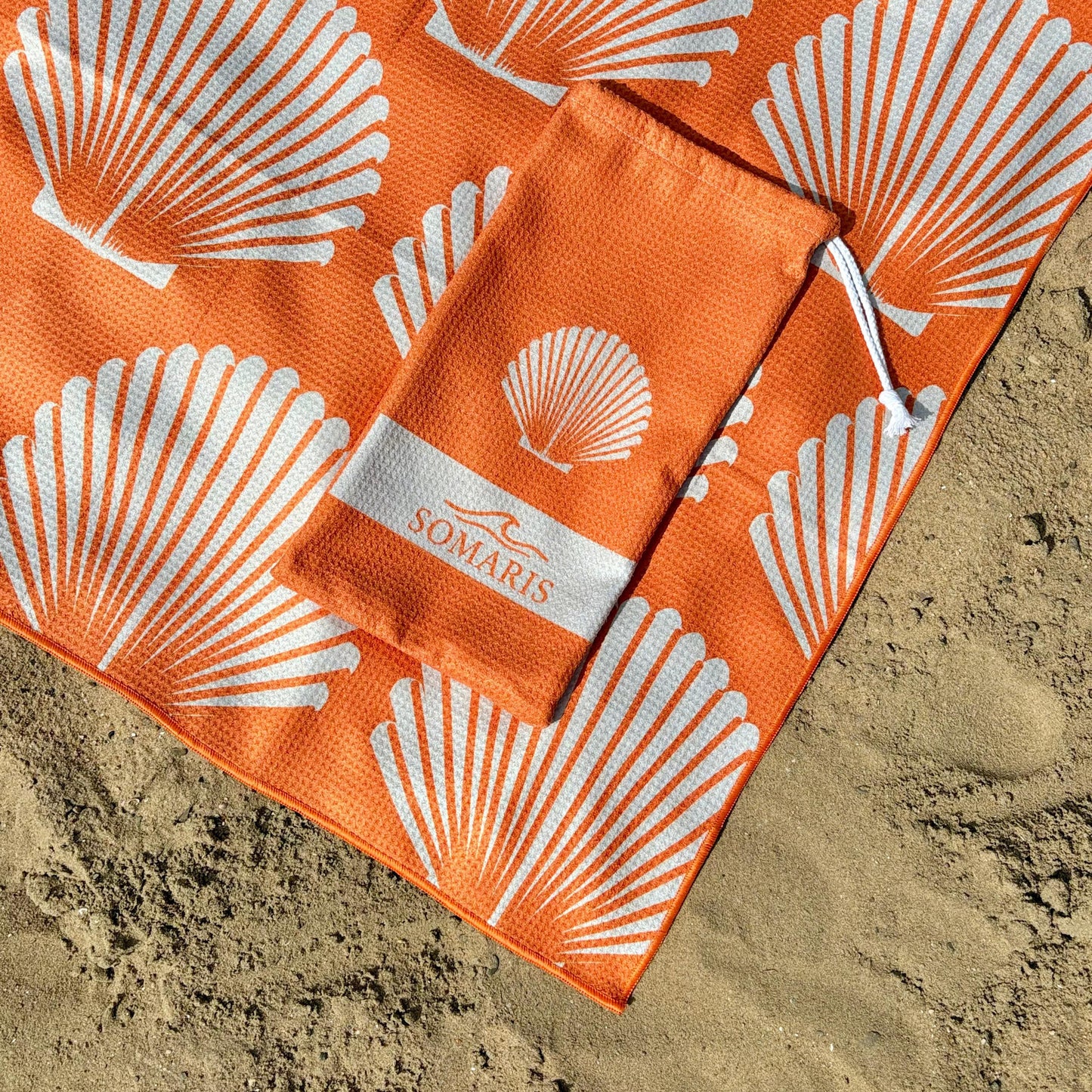 Strandlaken Microvezel 200x90 - Oranje/Beige