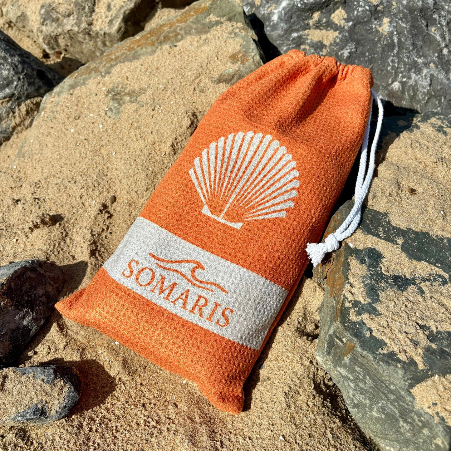 Strandlaken Microvezel 200x90 - Oranje/Beige