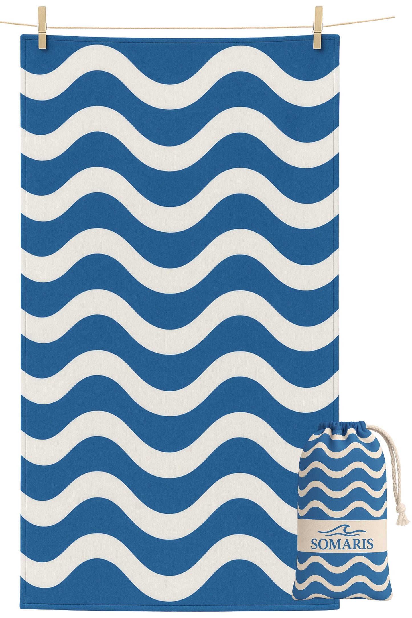 Strandlaken Microvezel 200x90 - Blauw/Beige