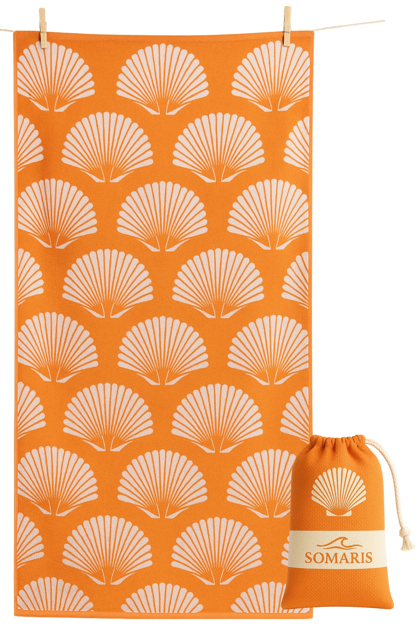 Strandlaken Microvezel 200x90 - Oranje/Beige