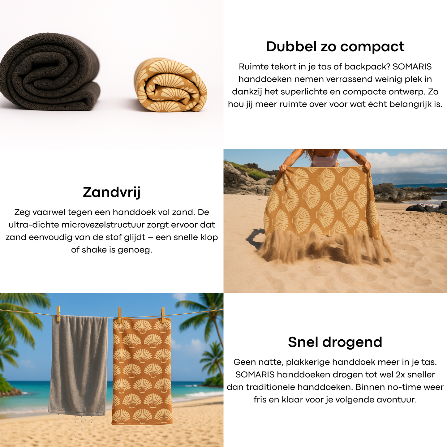 Strandlaken Microvezel 200x90 - Oranje/Beige